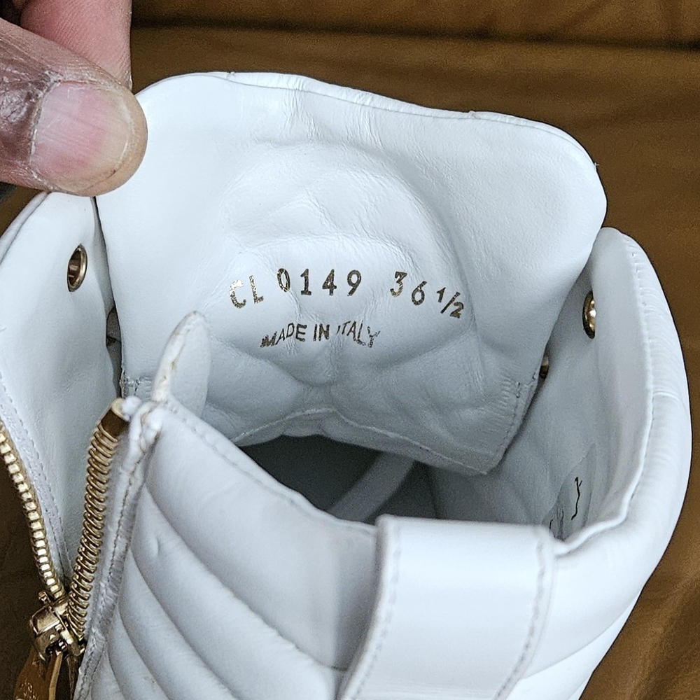 Women's Louis Vuitton White Leather Rainbow Logo Hightop Sneakers Size 6.5 US - Picture 12 of 16